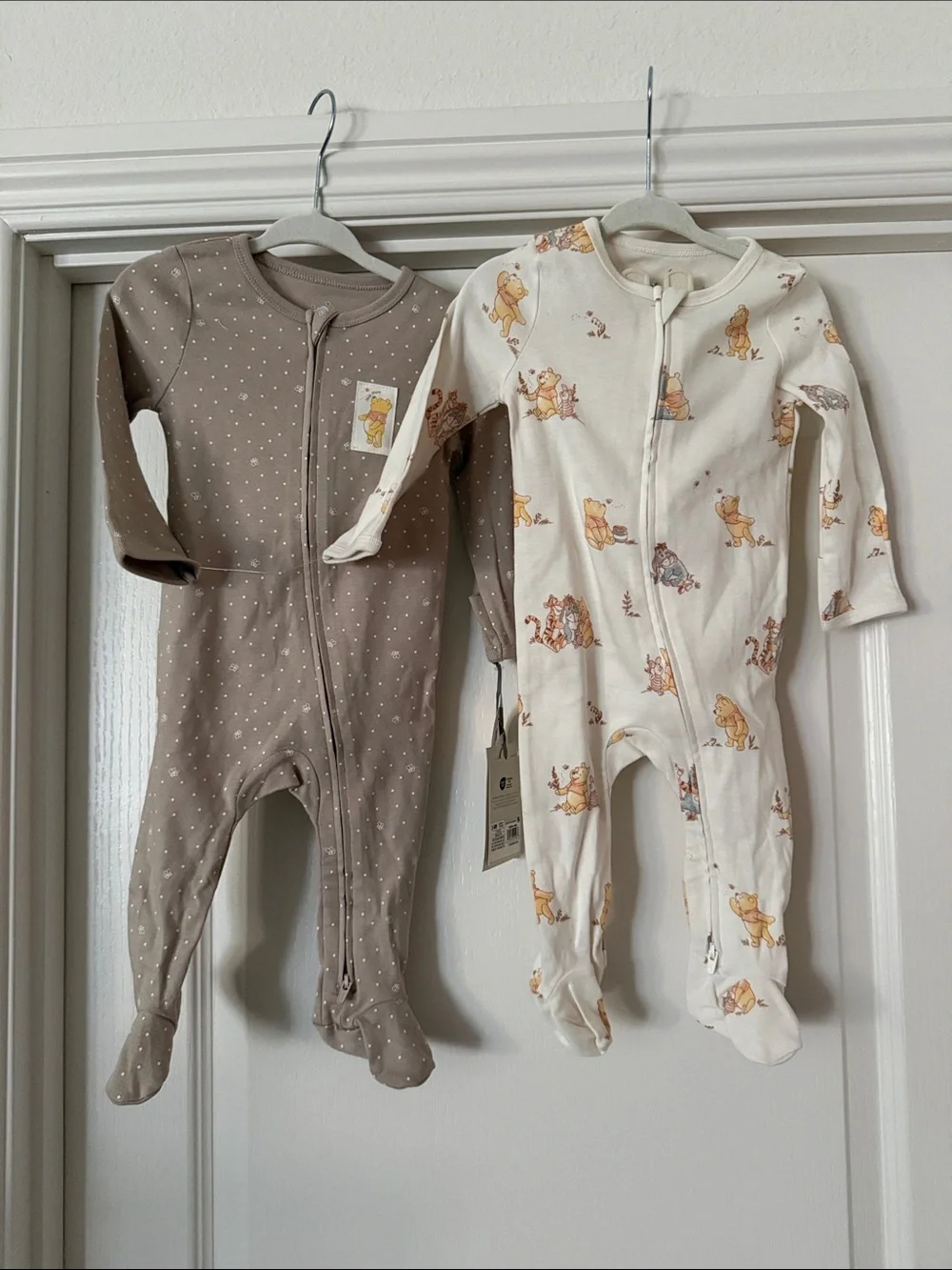 cloud island Neutral Dot & Cream Winnie the Pooh Footed One-Piece Set